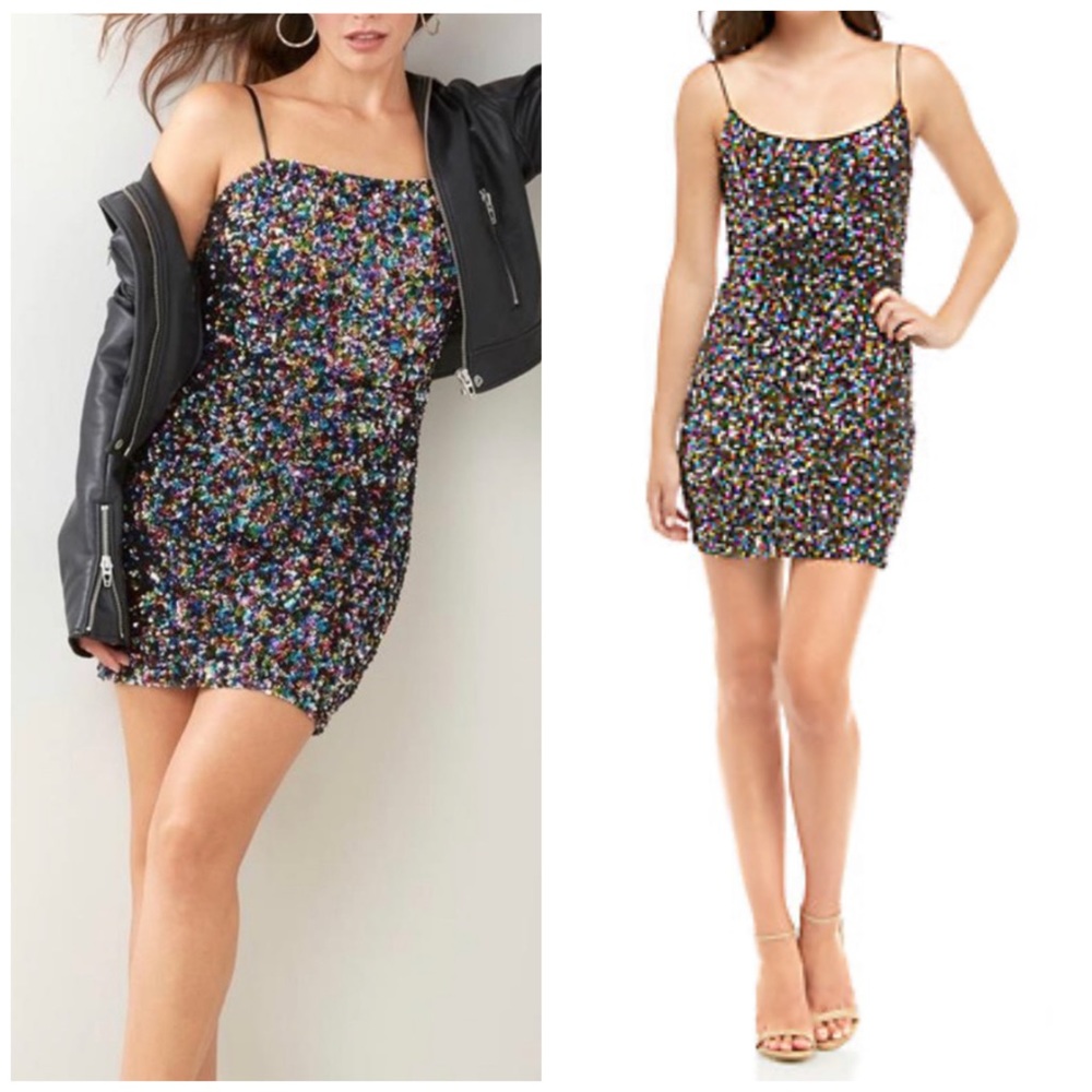 Endless Rose NWT Rainbow Sequin Mini Dress XS